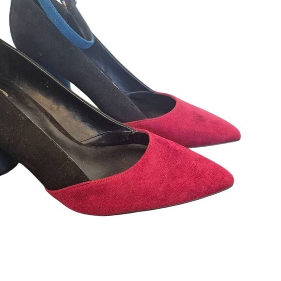 Mix No. 6 Suede Colorblock Black, Burgundy & Blue 4" Heels w Ankle Strap - Picture 3 of 11